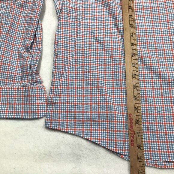 TWILLORY untuck(able) Twill Shirt Men XL Pastel Orange Blue Plaid Linen - Picture 14 of 16